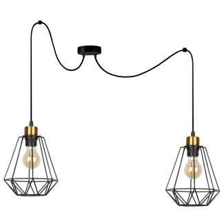 CANDELLUX 32-00286 PRIMO P LAMPA WISZĄCA CZARNY+PATYNA 2X60W E27 KLOSZ CZARNY