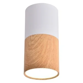 CANDELLUX 2273655 LAMPA SUFITOWA TUBA 1X50W GU10 DREWNIANY+BIAŁY ŚR. 5,8 CM