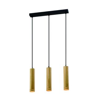 CANDELLUX 33-79138 TUBO LAMPA WISZĄCA CZARNY 3X25W GU10 KLOSZ 25CM DREWNIANY