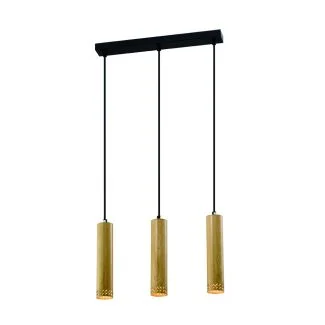 CANDELLUX 33-79138 TUBO LAMPA WISZĄCA CZARNY 3X25W GU10 KLOSZ 25CM DREWNIANY