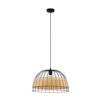EGLO 43312 LAMPA ANWICK OPRAWA WISZĄCA HL/1 E27 Ø500 SCHWARZ/RATTAN ANWICK