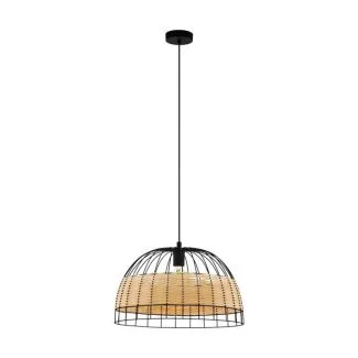 EGLO 43312 LAMPA ANWICK OPRAWA WISZĄCA HL/1 E27 Ø500 SCHWARZ/RATTAN ANWICK