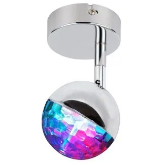 CANDELLUX 91-67753 PARTY KINKIET 1X3W LED RGB GŁÓWKA OKRĄGŁA 1E Z PRZEGUBEM KD SYSTEM CHROM