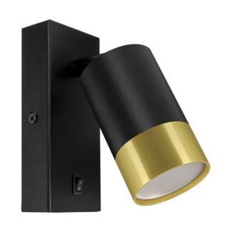 IDEUS 04286 PUZON WLL GU10 BLACK/GOLDEN kinkiet