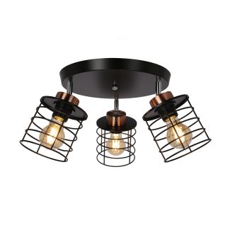CANDELLUX 98-00392 GLOB LAMPA SUFITOWA PLAFON CZARNY+ZŁOTY 3X40W E27 KLOSZ CZARNY