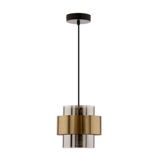 CANDELLUX 31-09494 SPIEGA LAMPA WISZĄCA CZARNY+MOSIĘŻNY 1X60W E27 KLOSZ DYMIONY