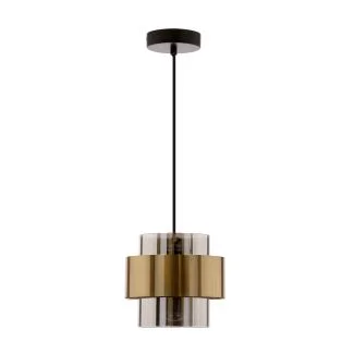 CANDELLUX 31-09494 SPIEGA LAMPA WISZĄCA CZARNY+MOSIĘŻNY 1X60W E27 KLOSZ DYMIONY