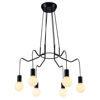 CANDELLUX 36-71033 BASSO LAMPA WISZĄCA 6X40W E27 CZARNY MATOWY
