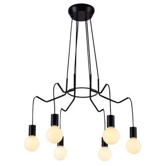 CANDELLUX 36-71033 BASSO LAMPA WISZĄCA 6X40W E27 CZARNY MATOWY