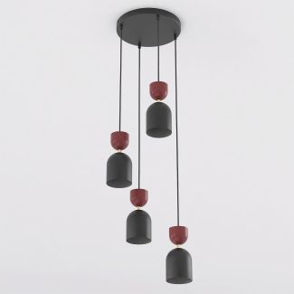 EMIBIG 1737/4PREM GAUDI 4PREM BLACK BURGUNDY Lampa wisząca