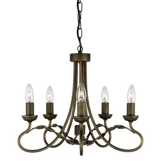 ELSTEAD OLIVIA OV5 BLK/GOLD 5Lt Chandelier/Semi-Flush