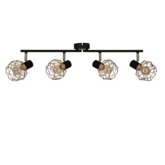 CANDELLUX 94-22226 ACROBAT LISTWA 4X40W E14 CZARNY KLOSZ MIEDZIANY