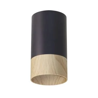CANDELLUX 2228341 CONTI LAMPA SUFITOWA TUBA 1X15W GU10 5,5/10 CZARNY+DREWNIANY