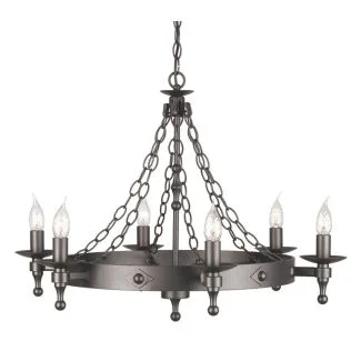 ELSTEAD WARWICK WR6 GRAPHITE 6Lt Chandelier