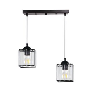 CANDELLUX 32-21113 GLASSIA LAMPA WISZĄCA CZARNY 2X40 E27 KLOSZ CZARNY+KRYSZTAŁY BEZBARWNE