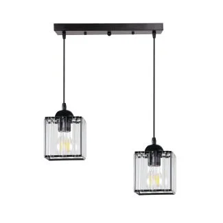 CANDELLUX 32-21113 GLASSIA LAMPA WISZĄCA CZARNY 2X40 E27 KLOSZ CZARNY+KRYSZTAŁY BEZBARWNE