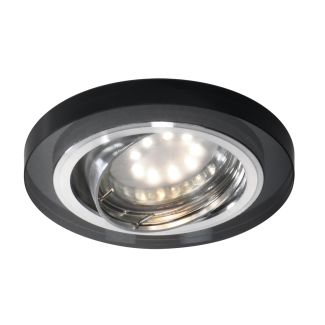 CANDELLUX 2263816 SSU-15 CH/BK MR16 CHROM oczko sufitowe lampa sufitowa. STROP. UCHYL. OKRĄGŁA SZKŁO CZARNE