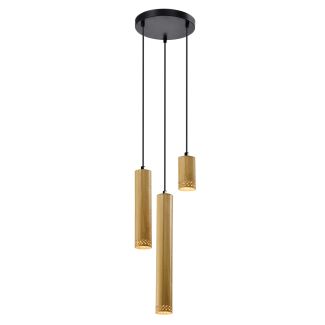 CANDELLUX 33-79121 TUBO LAMPA WISZĄCA CZARNY TALERZ 3X25W GU10 KLOSZ MIX DREWNIANY