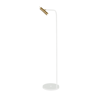 ANTIGO Lampa podłogowa Amos - Mosiądz polerowany-biała (1385 mm) 8143