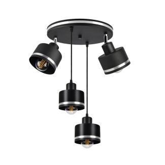 CANDELLUX 34-00507 WAMA LAMPA WISZĄCA CZARNY TALERZ 4X40W E27 KLOSZ CZARNY+SREBRNY