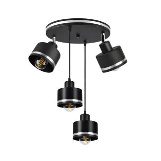 CANDELLUX 34-00507 WAMA LAMPA WISZĄCA CZARNY TALERZ 4X40W E27 KLOSZ CZARNY+SREBRNY