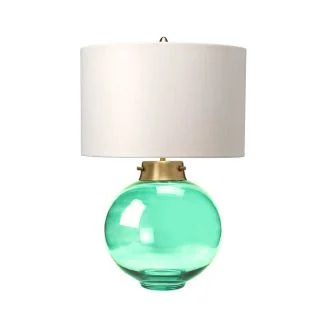 ELSTEAD DL-KARA-TL-GREEN Lampa stołowa Kara - 1 PŁ - Postarzany mosiąsz - Ciemnozielone szkło