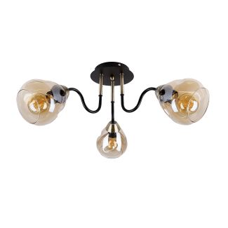 CANDELLUX 33-00880 UNICA LAMPA SUFITOWA CZARNY+ZŁOTY 3X40W E27 KLOSZ DYMIONY