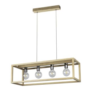 WYPRZEDAŻ SPOTLIGHT 61500474 Kago Lampa Wisząca 4xE27 Max.60W Dąb Olejowany/Chrom/Transparentny
