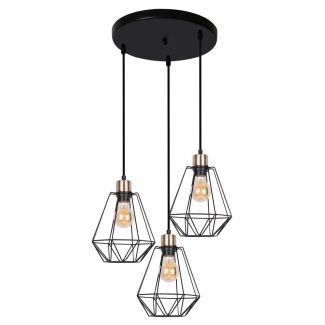 CANDELLUX 33-00323 PRIMO LAMPA WISZĄCA TALERZ CZARNY+PATYNA 3X60W E27 KLOSZ CZARNY