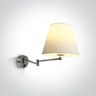 ONE LIGHT 61046/MC Lakka oprawa ścienna E27 matowy chrom + biały abażur