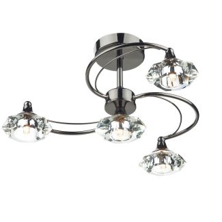 DAR LUT0467 LUTHER 4LT SEMI FLUSH CW CRYSTAL GLASS BLK CHR