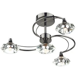 DAR LUT0467 LUTHER 4LT SEMI FLUSH CW CRYSTAL GLASS BLK CHR