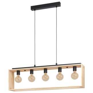 EGLO 43414 LAMPA FAMBOROUGH OPRAWA WISZĄCA HL/5 E27 SCHWARZ/HOLZ FAMBOROUGH