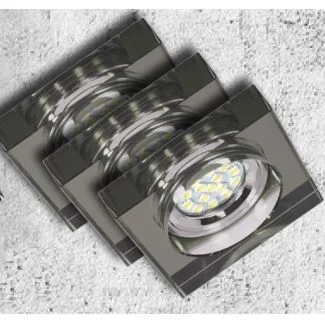 CANDELLUX 99-49018 ZESTAW TRZECH OPRAW SS-16 CH/BK 3X3W GU10 LED Z ŻARÓWKĄ LED CHROM OPR. STROP. STAŁA KWADRATOWA SZKŁO CZARNE