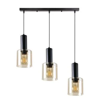 WYPRZEDAŻ CANDELLUX 33-21311 ISAR LAMPA WISZĄCA CZARNY 3X40 E27 KLOSZ BURSZTYNOWY