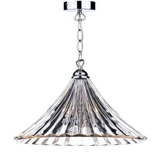 DAR ARD868 ARDECHE 1LT LRG PEND CLEAR GLASS/POL CHR FINISH