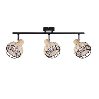 CANDELLUX 93-12227 TAJGA LAMPA SUFITOWA LISTWA CZARNY+DREWNIANY 3X40W E14 KLOSZ CZARNY+DREWNIANY