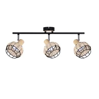 CANDELLUX 93-12227 TAJGA LAMPA SUFITOWA LISTWA CZARNY+DREWNIANY 3X40W E14 KLOSZ CZARNY+DREWNIANY
