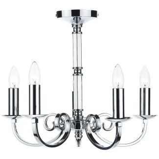 DAR MUR0550 MURRAY 5LT DUAL MOUNT PENDANT POL CHR