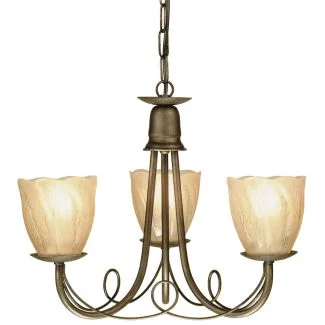 ELSTEAD MINSTER MN3 BLK/GOLD 3Lt Chandelier/Semi-Flush