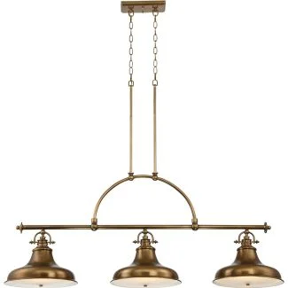 ELSTEAD Emery QZ-EMERY3P-WS 3 Light Island Chandelier - Weathered Brass