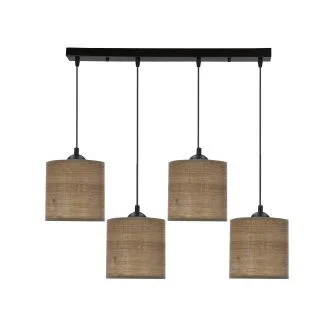 CANDELLUX 34-18366 LEGNO LAMPA WISZĄCA CZARNY 15 4X40W E27 ABAŻUR ORZECHOWY