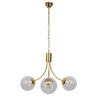 CANDELLUX 33-79015 DANI LAMPA WISZĄCA MOSIĄDZ 3X40W E14 KLOSZ BEZBARWNY