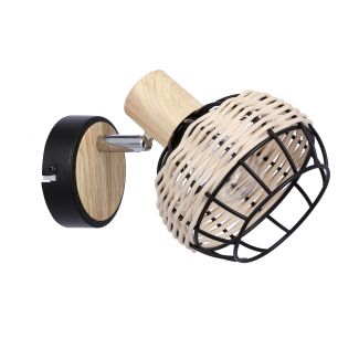 CANDELLUX 91-12197 TAJGA LAMPA KINKIET CZARNY+DREWNIANY 1X40W E14 KLOSZ CZARNY+DREWNIANY