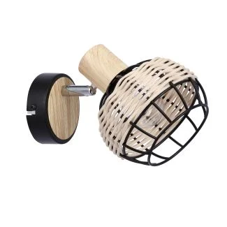 CANDELLUX 91-12197 TAJGA LAMPA KINKIET CZARNY+DREWNIANY 1X40W E14 KLOSZ CZARNY+DREWNIANY