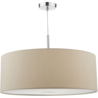 DAR RON1729 RONDA 3LT PENDANT 60CM DRUM ECRU FAUX SILK