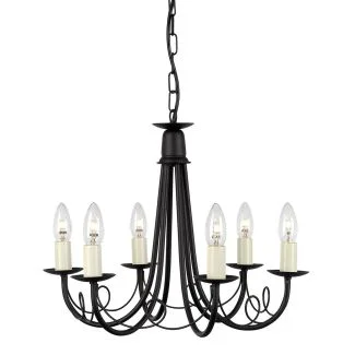ELSTEAD MINSTER MN6 BLACK 6Lt Chandelier/Semi-Flush