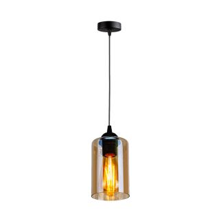 CANDELLUX 31-00569 BISTRO LAMPA WISZĄCA CZARNY 1X40W E27 KLOSZ BRĄZOWY