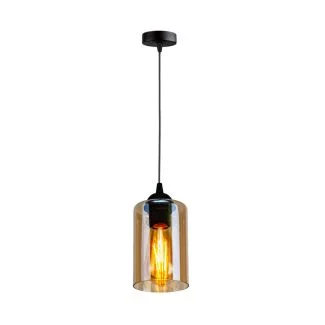 CANDELLUX 31-00569 BISTRO LAMPA WISZĄCA CZARNY 1X40W E27 KLOSZ BRĄZOWY