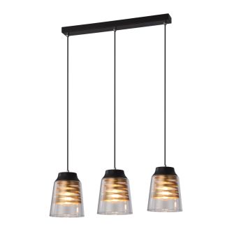 CANDELLUX 33-78094 FRESNO LAMPA WISZĄCA CZARNY 3X60W E27 KLOSZ BEZBARWNY